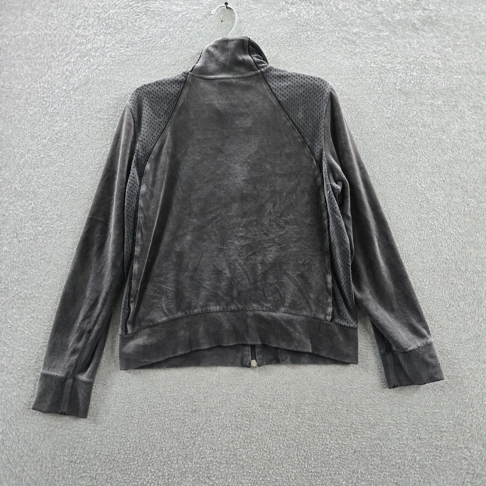 VINTAGE Nike Women Jacket L (12-14) Gray Y2K Embroidered Logo Zipper Velour READ